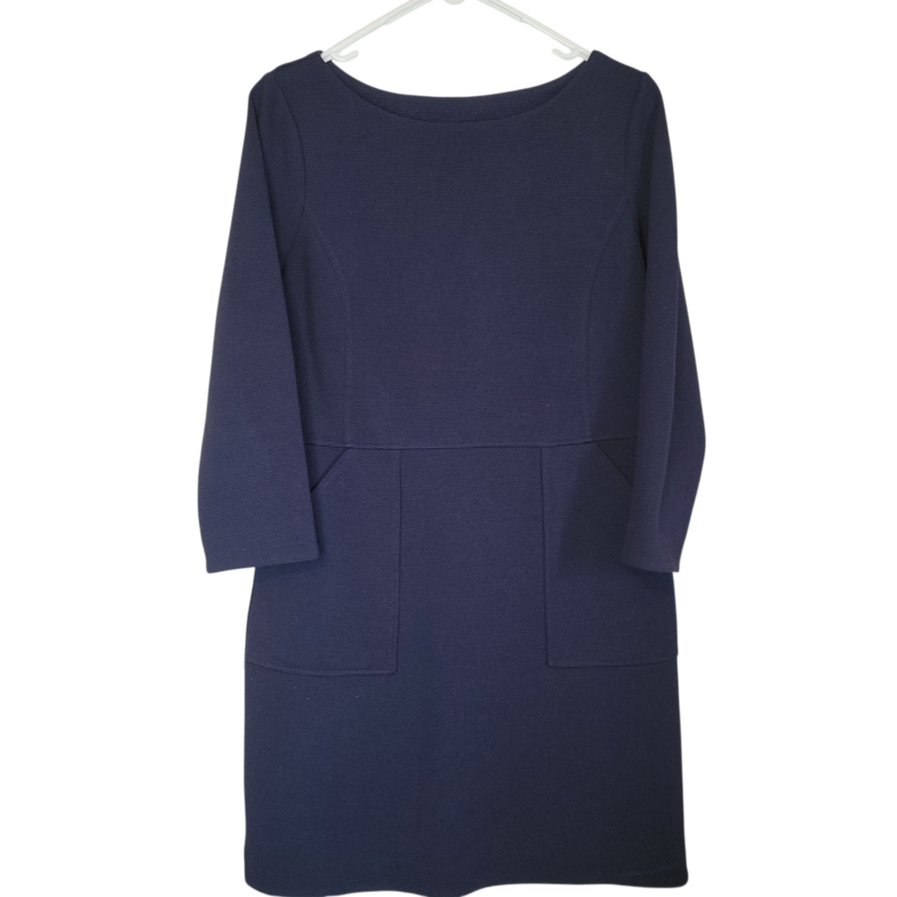 Boden Auria Ottoman Shift Dress Navy 3/4 Sleeve Work Office Dress Size 8 Petite - Picture 2 of 13